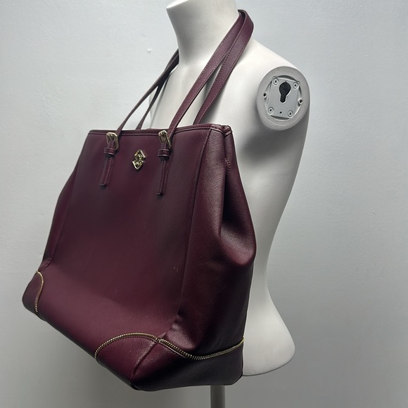 Glass Ladder Co Michelle Tote Bag Purse Leather Limited Edition Merlot Red - Picture 3 of 12